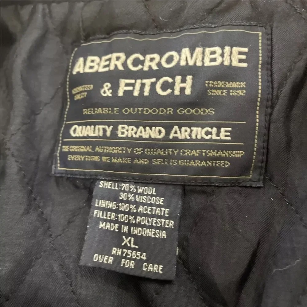 Abercrombie & Fitch Mens XL Gray Full Zip Long Sleeve Heavy Wool Blend Jacket XL